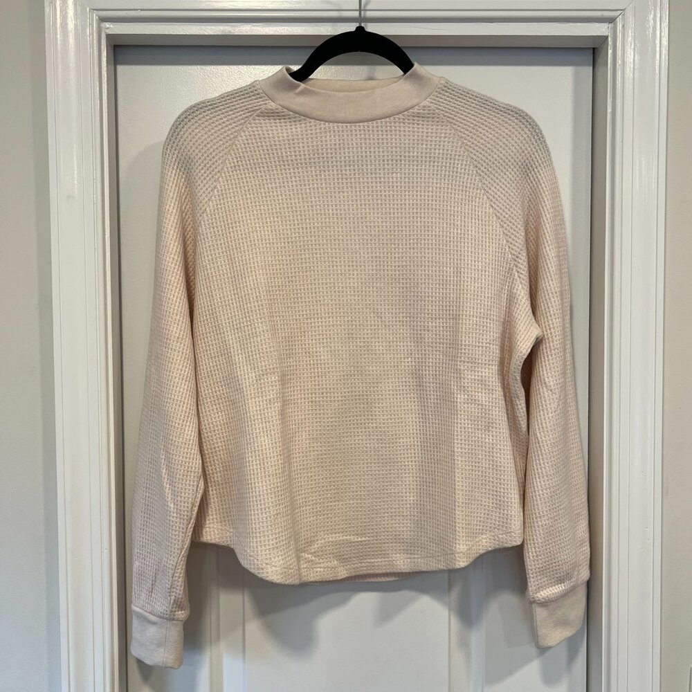Madewell Waffle-Knit Long-Sleeve Crewneck Tee in Blush